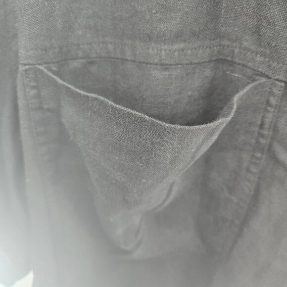 Universal Thread Black Linen Rayon Camp Button Down Short Sleeved Blouse Medium - Picture 3 of 10